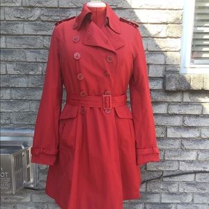 Red Roxy Rain Coat / Trench Coat